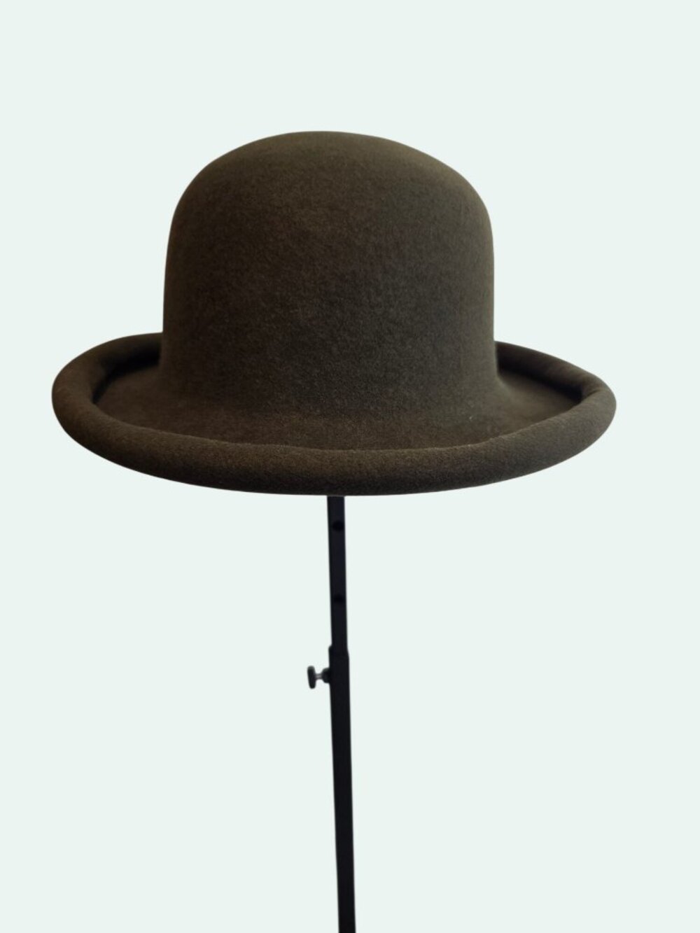 100% Pure Wool Olive Grn Bowler Hat Timeless Design, Steampunk, Modern, Bohemian - Picture 8 of 15